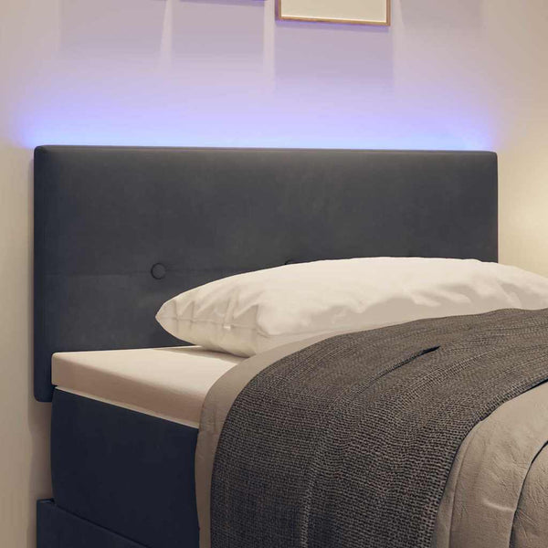 vidaXL LED Headboard with LED Light Strips Grey 80 cm Velvet