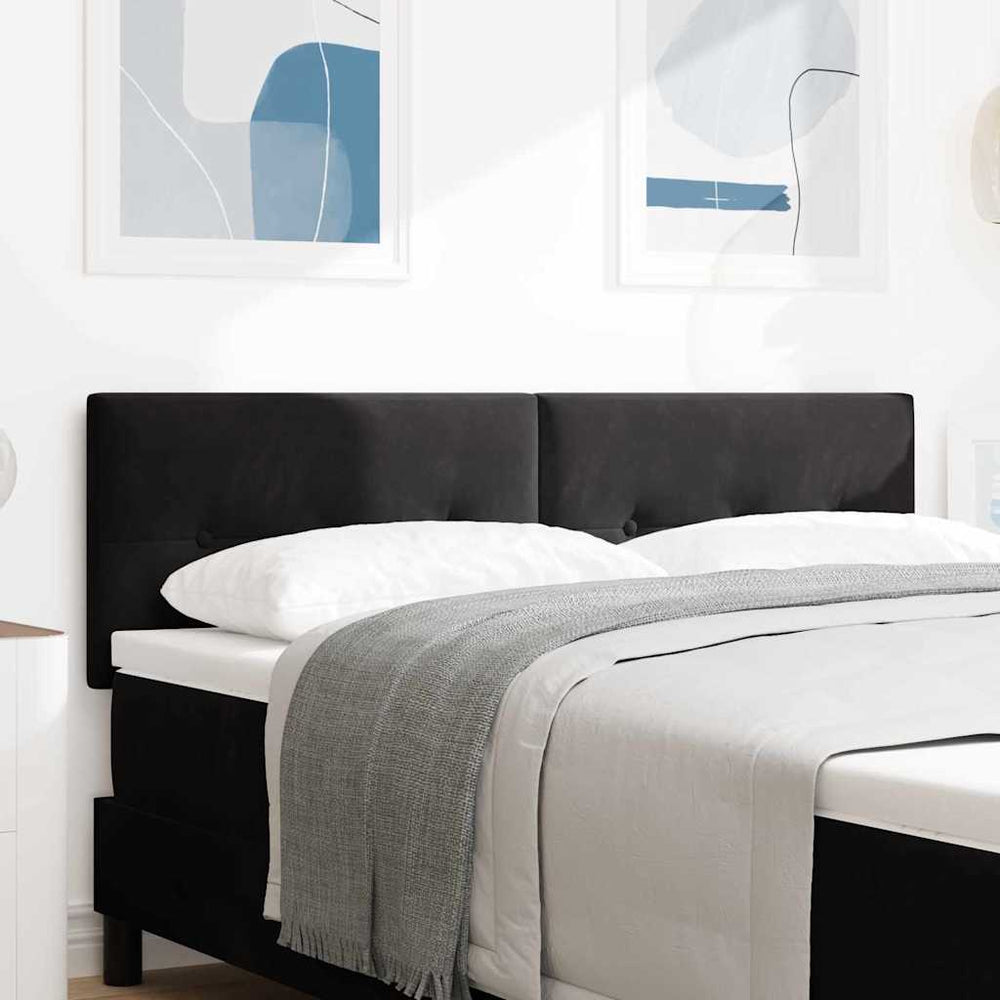 LED Kopfteil Schwarz Samt 144 cm