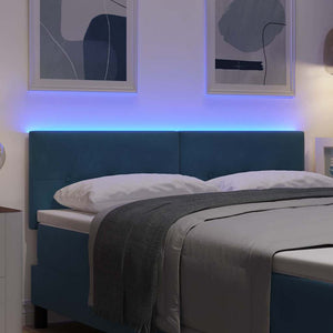 vidaXL LED Headboard with LED Light Strips Blue 160 cm Velvet