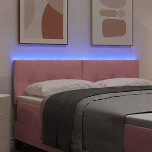 vidaXL LED Headboard with LED Light Strips Pink 160 cm Velvet
