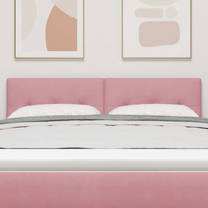vidaXL LED Headboard with LED Light Strips Pink 160 cm Velvet