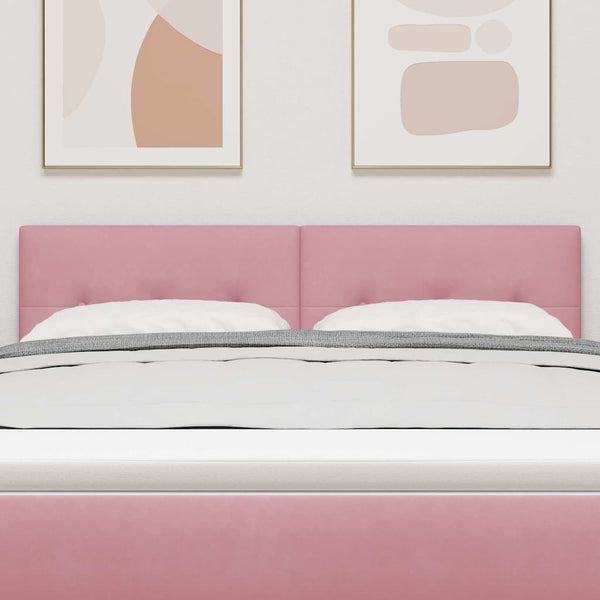 vidaXL LED Headboard with LED Light Strips Pink 160 cm Velvet