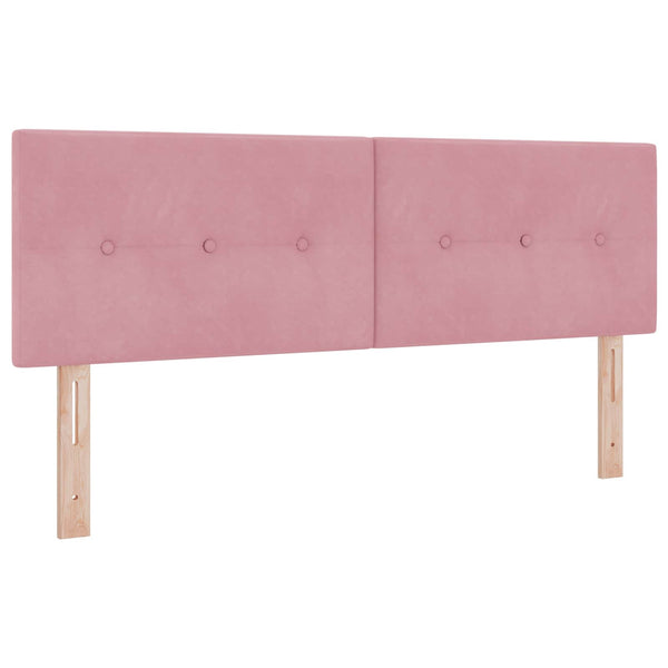 vidaXL LED Headboard with LED Light Strips Pink 160 cm Velvet