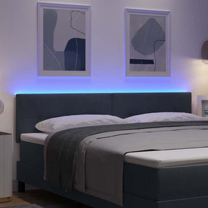 vidaXL LED Headboard with LED Light Strips Grey 180 cm Velvet