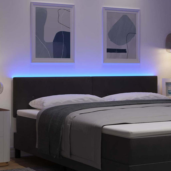 vidaXL LED Headboard with LED Strips Black 180 cm Velvet