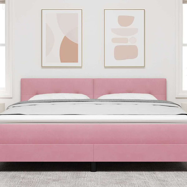 vidaXL LED Headboard with LED Light Strips Pink 180 cm Velvet