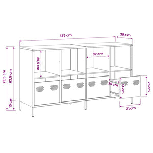 vidaXL Sideboard Olive Green 135x39x73.5 cm Cold-Rolled Steel