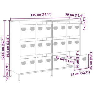vidaXL Sideboard Mustard Yellow 135x39x103.5 cm Cold-rolled Steel