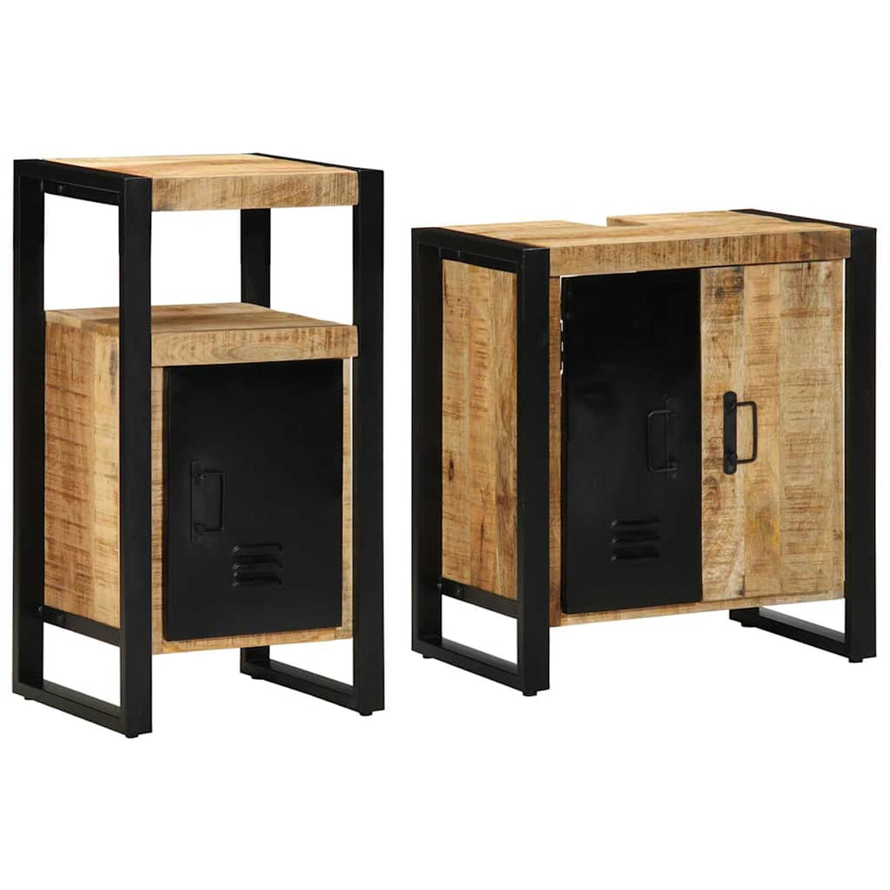 vidaXL Bathroom Cabinet Set 2 pcs Brown and Black Solid Mango Wood
