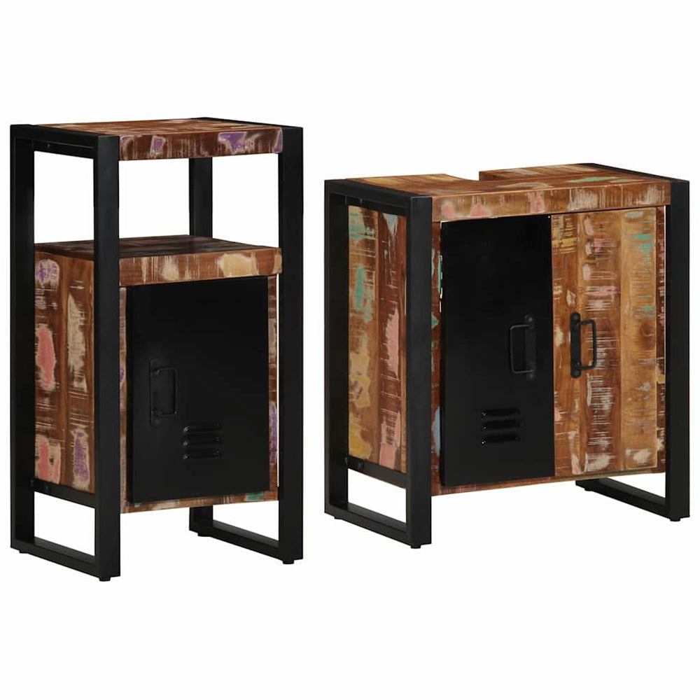 vidaXL Bathroom Furniture Set with Shelf 2 pcs Solid Reclaimed Wood