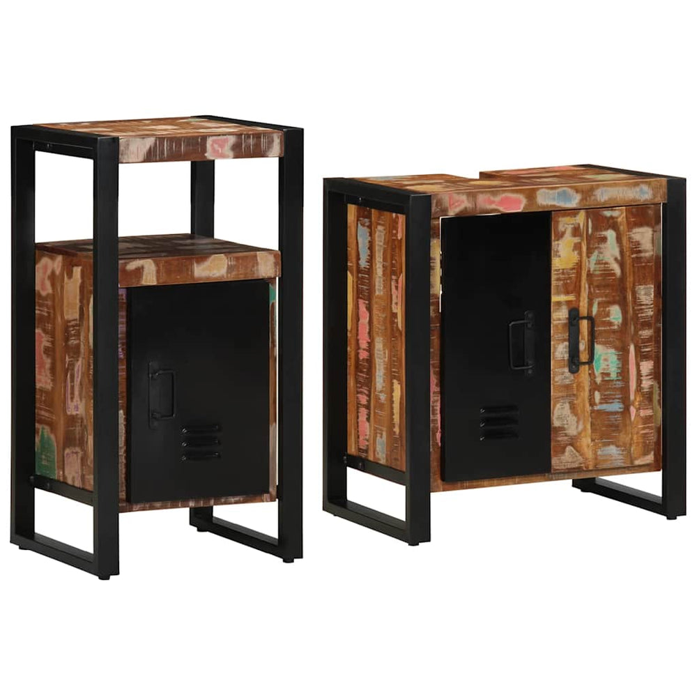 vidaXL Bathroom Furniture Set with Shelf 2 pcs Solid Reclaimed Wood