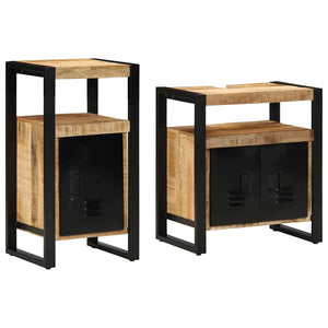 vidaXL Bathroom Furniture Set 2 Pieces Brown Solid Raw Mango Wood