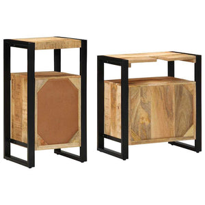 vidaXL Bathroom Furniture Set 2 Pieces Brown Solid Raw Mango Wood