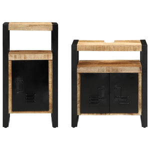 vidaXL Bathroom Furniture Set 2 Pieces Brown Solid Raw Mango Wood