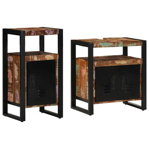 vidaXL Bathroom Furniture Set with Shelf 2 pcs Brown Solid Reclaimed Wood