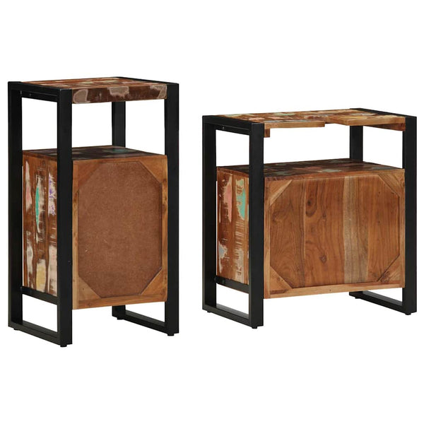 vidaXL Bathroom Furniture Set with Shelf 2 pcs Brown Solid Reclaimed Wood