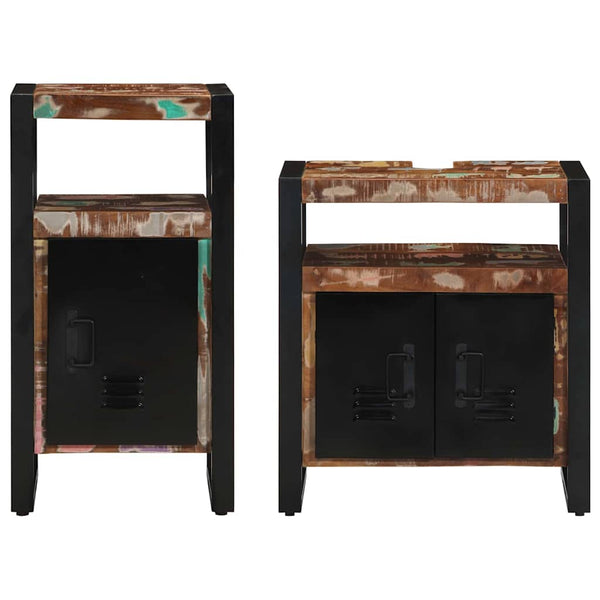 vidaXL Bathroom Furniture Set with Shelf 2 pcs Brown Solid Reclaimed Wood