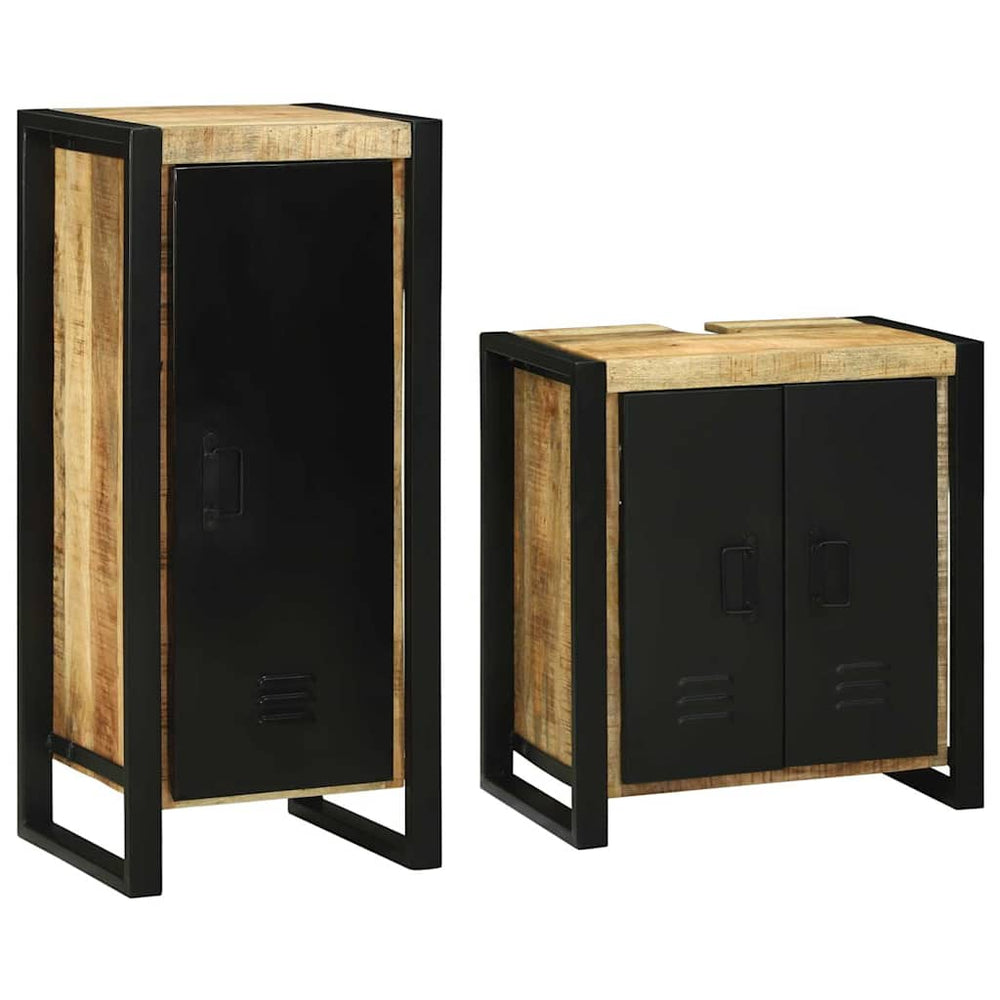 vidaXL Bathroom Furniture Set with Shelf 2 pcs Brown Solid Mango Wood