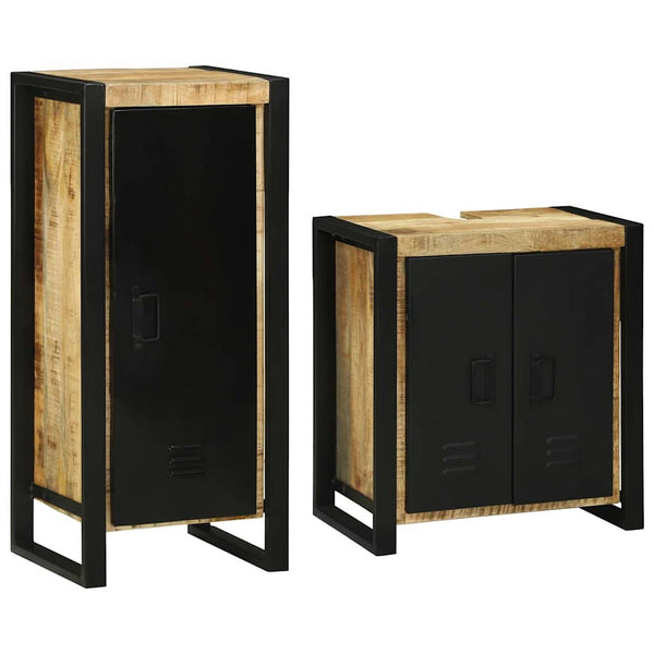 vidaXL Bathroom Furniture Set with Shelf 2 pcs Brown Solid Mango Wood
