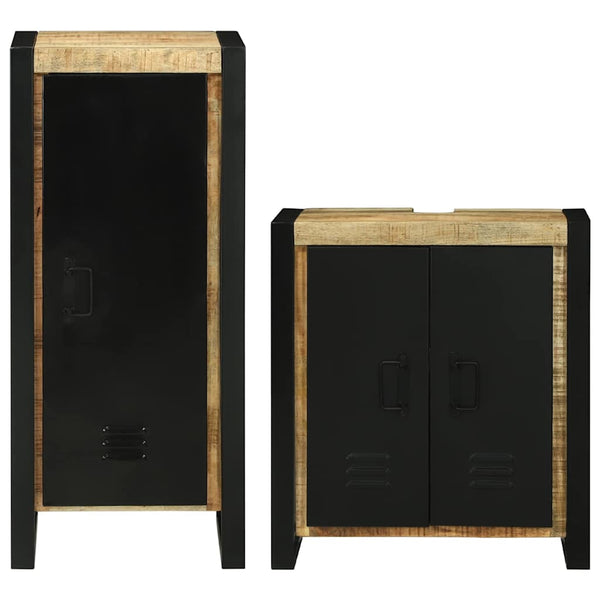 vidaXL Bathroom Furniture Set with Shelf 2 pcs Brown Solid Mango Wood