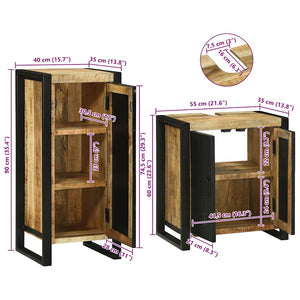 vidaXL Bathroom Furniture Set with Shelf 2 pcs Brown Solid Mango Wood