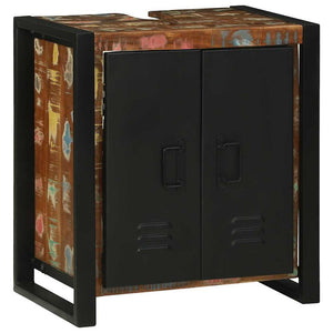 vidaXL Bathroom Furniture Set with Shelf 2 pcs Multicolour Solid Reclaimed Wood