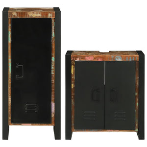 vidaXL Bathroom Furniture Set with Shelf 2 pcs Multicolour Solid Reclaimed Wood