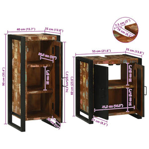 vidaXL Bathroom Furniture Set with Shelf 2 pcs Multicolour Solid Reclaimed Wood