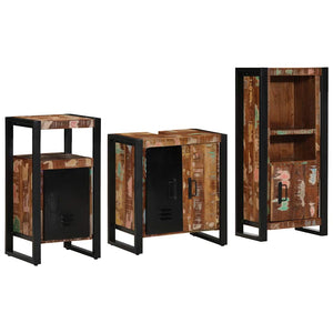 vidaXL Bathroom Furniture Set with Shelf 3 pcs Solid Reclaimed Wood