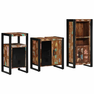 vidaXL Bathroom Furniture Set with Shelf 3 pcs Solid Reclaimed Wood