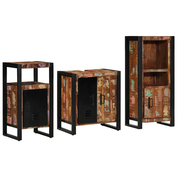 vidaXL Bathroom Furniture Set with Shelf 3 pcs Solid Reclaimed Wood