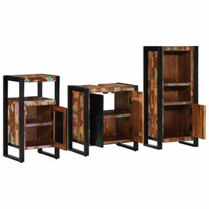 vidaXL Bathroom Furniture Set with Shelf 3 pcs Solid Reclaimed Wood