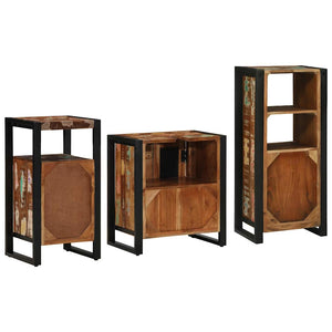 vidaXL Bathroom Furniture Set with Shelf 3 pcs Solid Reclaimed Wood