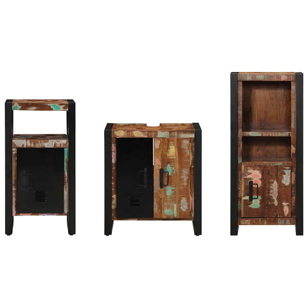 vidaXL Bathroom Furniture Set with Shelf 3 pcs Solid Reclaimed Wood