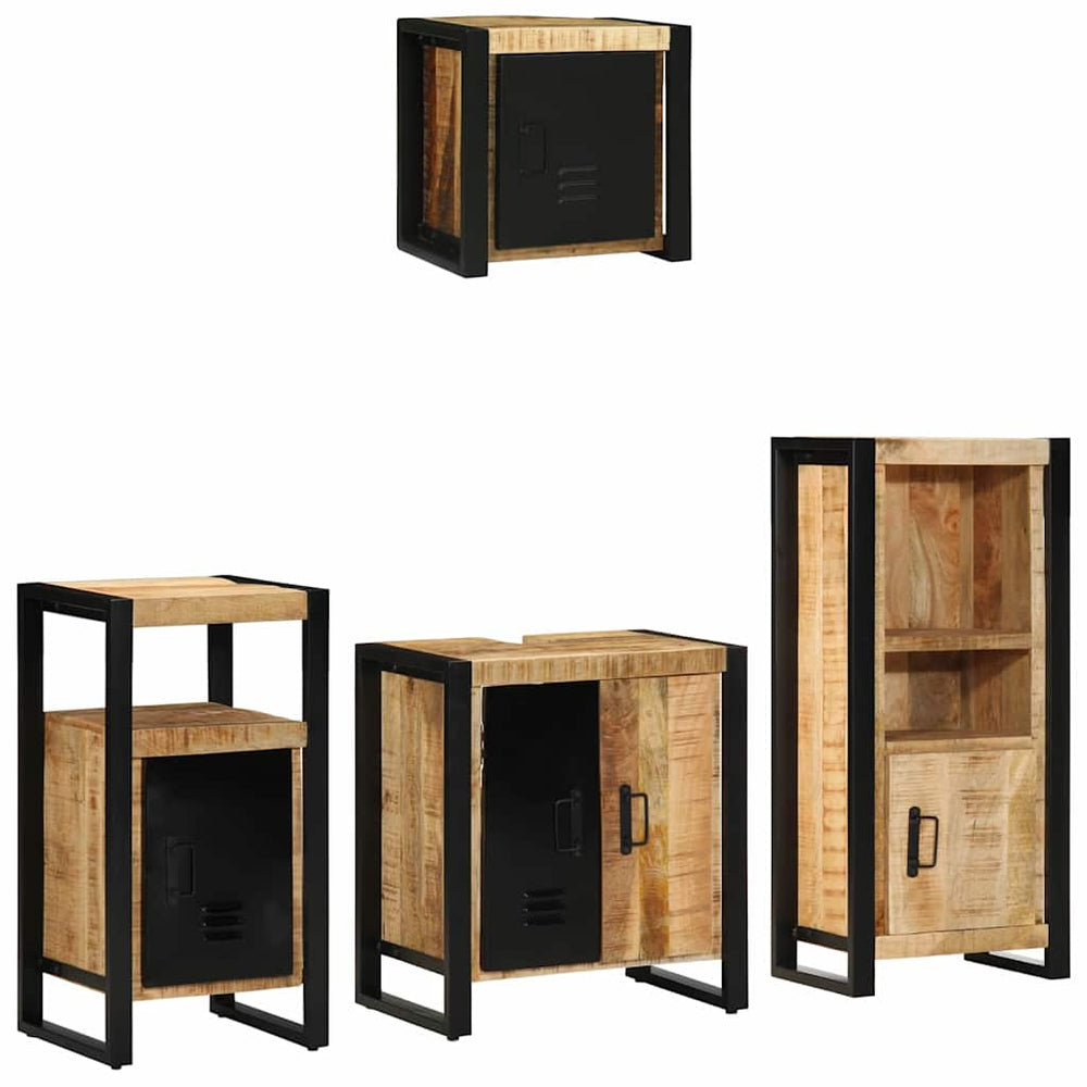 vidaXL Bathroom Furniture Set 4 pcs Brown and Black Solid Mango Wood