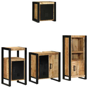 vidaXL Bathroom Furniture Set 4 pcs Brown and Black Solid Mango Wood