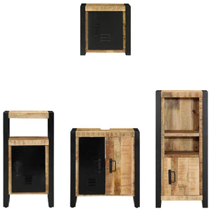 vidaXL Bathroom Furniture Set 4 pcs Brown and Black Solid Mango Wood