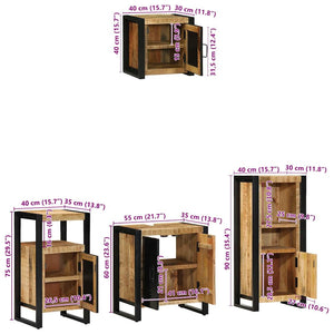 vidaXL Bathroom Furniture Set 4 pcs Brown and Black Solid Mango Wood