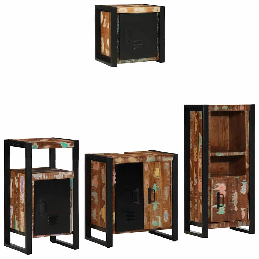 vidaXL Bathroom Furniture Set with Shelf 4 pcs Solid Reclaimed Wood