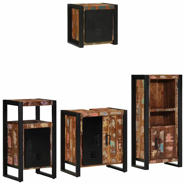 vidaXL Bathroom Furniture Set with Shelf 4 pcs Solid Reclaimed Wood