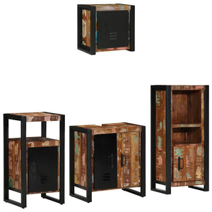 vidaXL Bathroom Furniture Set with Shelf 4 pcs Solid Reclaimed Wood
