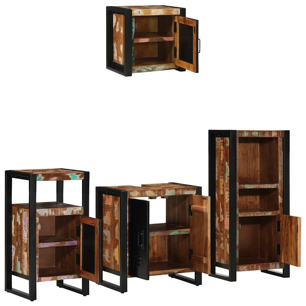 vidaXL Bathroom Furniture Set with Shelf 4 pcs Solid Reclaimed Wood
