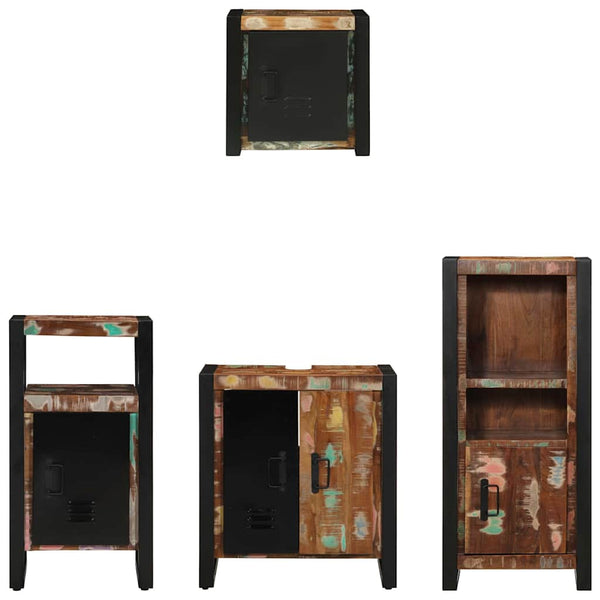 vidaXL Bathroom Furniture Set with Shelf 4 pcs Solid Reclaimed Wood