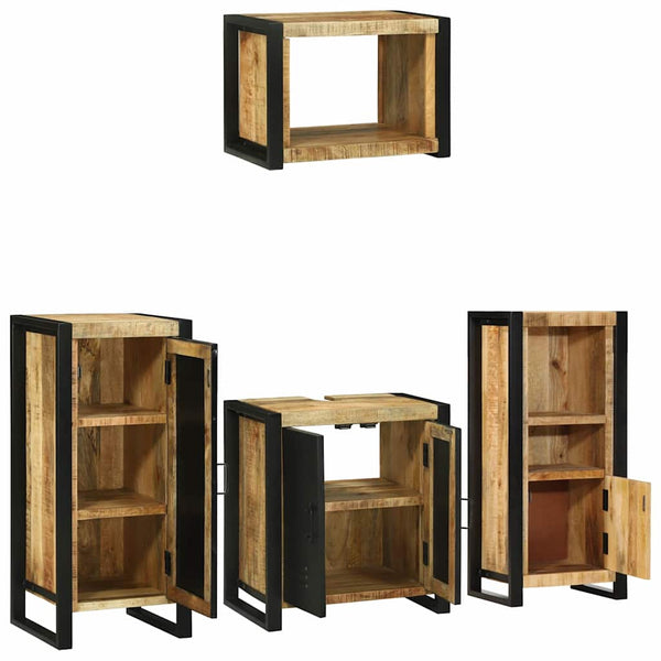 vidaXL 4-Piece Bathroom Furniture Set Brown Solid Reclaimed Wood