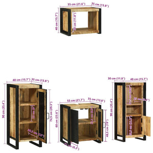 vidaXL 4-Piece Bathroom Furniture Set Brown Solid Reclaimed Wood