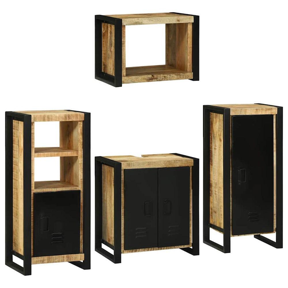 vidaXL Bathroom Furniture Set with Shelf 4 pcs Brown Solid Mango Wood