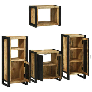 vidaXL Bathroom Furniture Set with Shelf 4 pcs Brown Solid Mango Wood