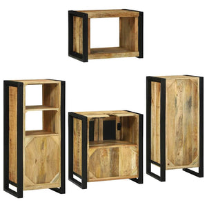 vidaXL Bathroom Furniture Set with Shelf 4 pcs Brown Solid Mango Wood
