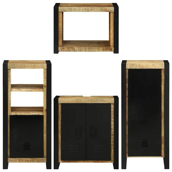 vidaXL Bathroom Furniture Set with Shelf 4 pcs Brown Solid Mango Wood