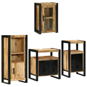vidaXL Bathroom Furniture Set Wall-Mounted 4 pcs Brown Solid Mango Wood